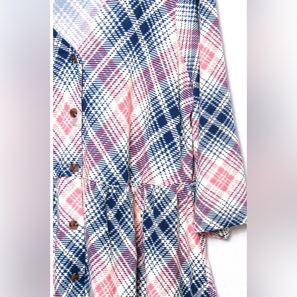 Indigo Rose Button up Plus Peplum Top - Picture 2 of 2